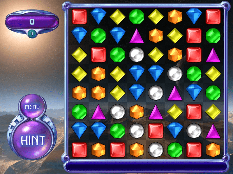 Screenshot of the original Bejeweled game